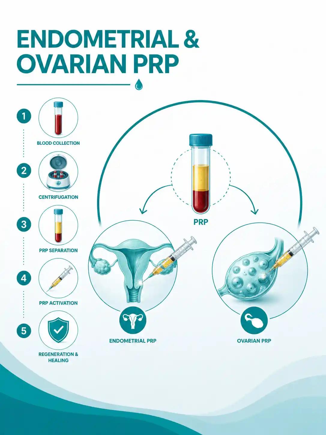 Endometrial and Ovarian PRP at Ganga Laxmi IVF, Lucknow — blood collection, PRP preparation, and uterine / ovarian therapy steps