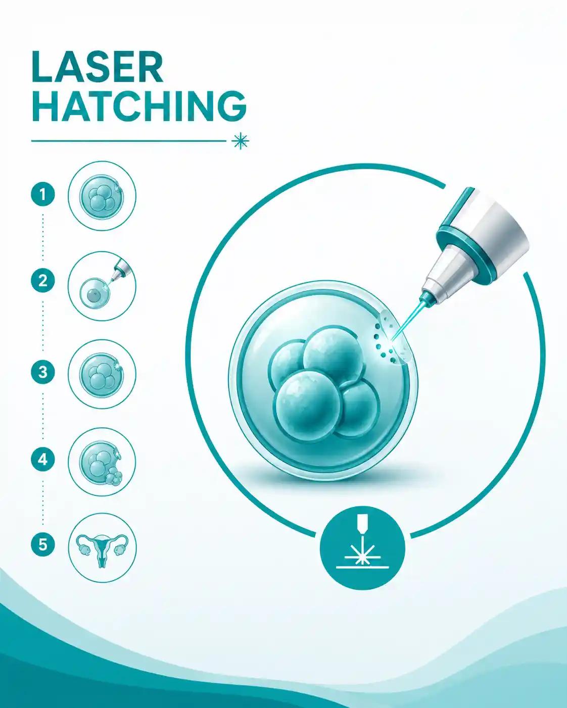 Laser hatching at Ganga Laxmi IVF, Lucknow — laser-assisted opening of the embryo shell before transfer to support implantation