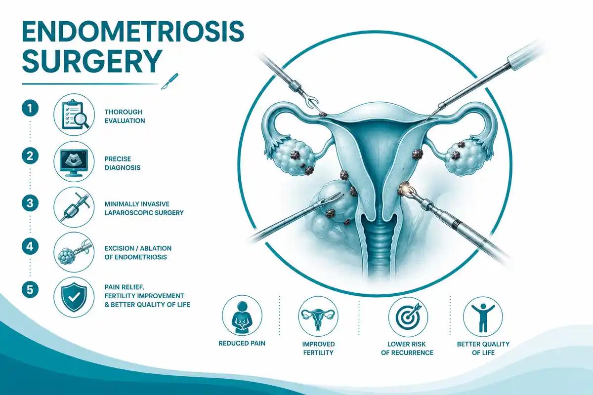 Endometriosis surgery at Ganga Laxmi IVF, Lucknow — laparoscopic evaluation, excision and ablation for fertility improvement
