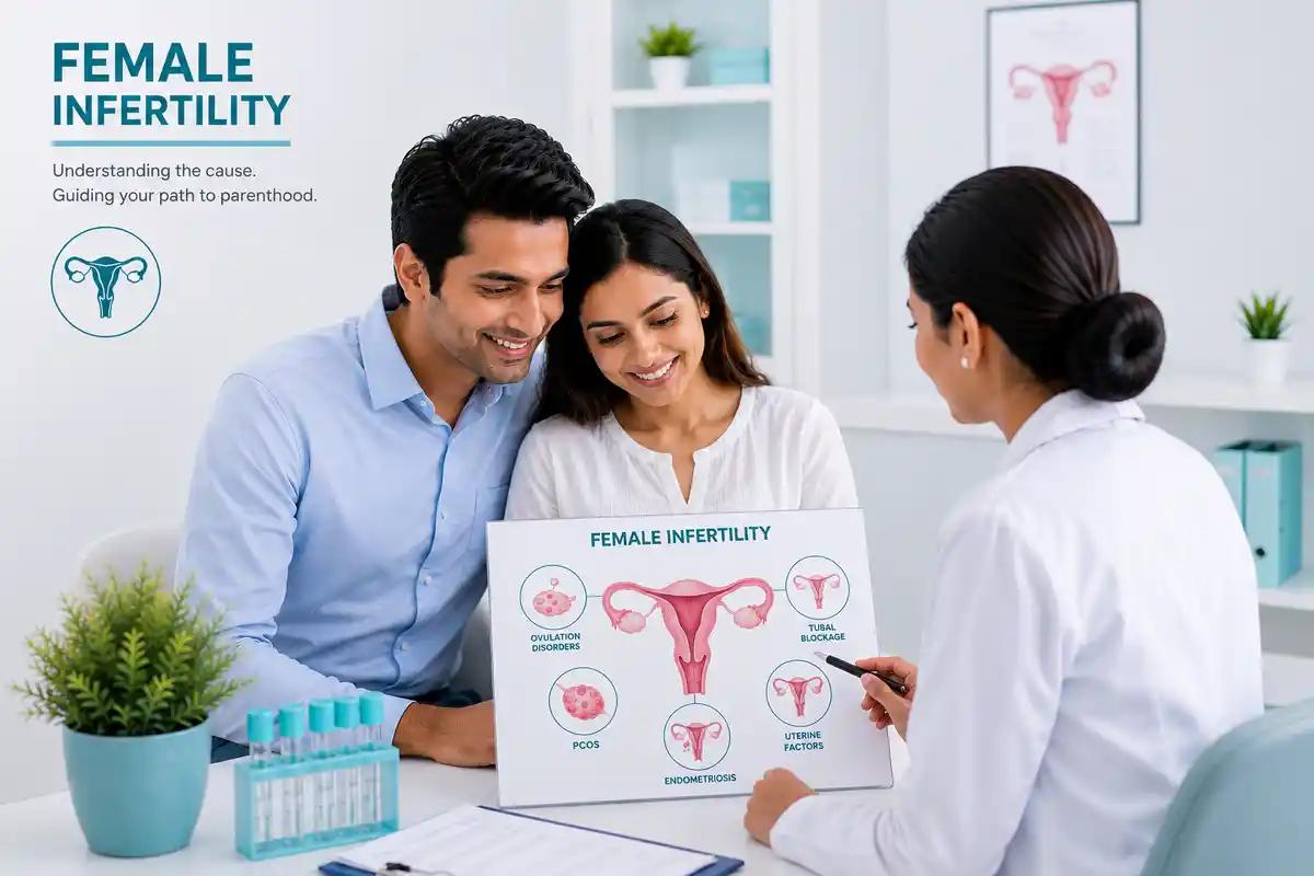 Female infertility assessment at Ganga Laxmi IVF, Lucknow — ovulation disorders, PCOS, endometriosis, tubal blockage and uterine factors