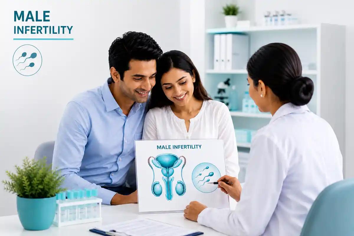 Male infertility evaluation at Ganga Laxmi IVF Lucknow — semen analysis, TESA/PESA, and male reproductive anatomy explained