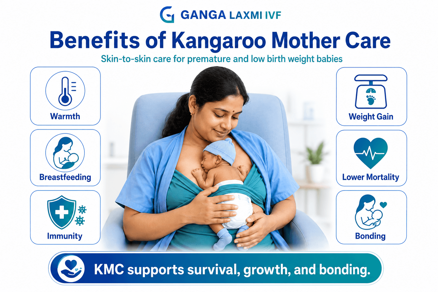 Benefits of Kangaroo Mother Care for premature babies and mothers